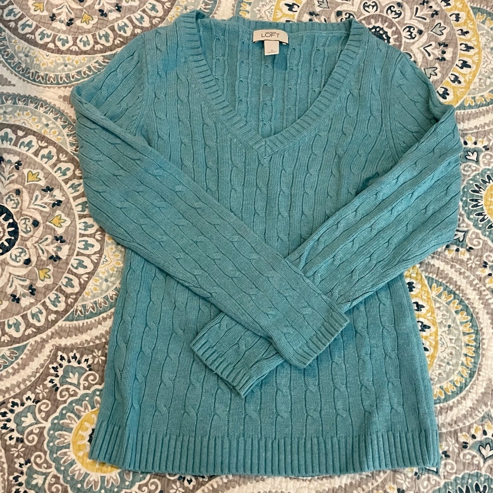 Loft Cable Knit Sweater - Teal